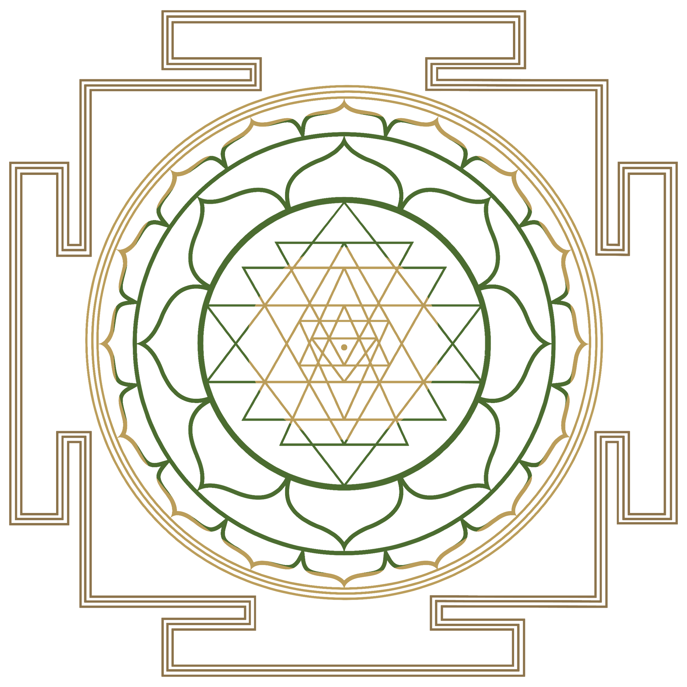 Celá Śrī Yantra v dekorativním provedení Bhakti Marga CZ.